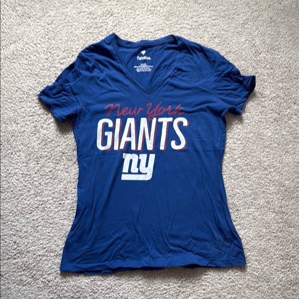 Fanatics Blue New York Giants Woman’s V-Neck Short Sleeve Tee